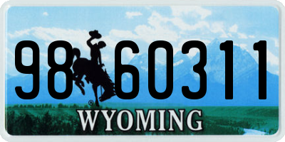 WY license plate 9860311