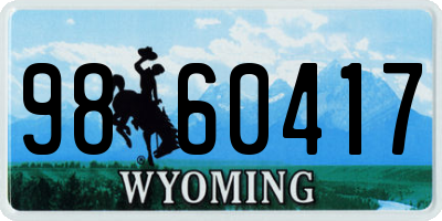 WY license plate 9860417
