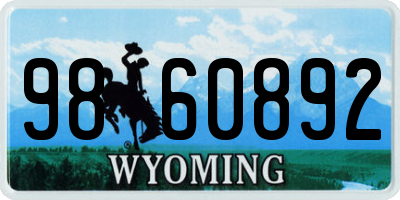 WY license plate 9860892