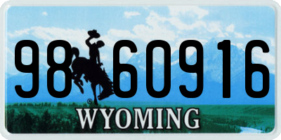 WY license plate 9860916
