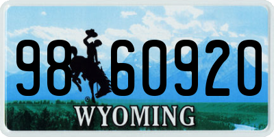 WY license plate 9860920