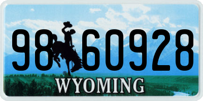 WY license plate 9860928