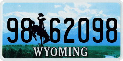 WY license plate 9862098