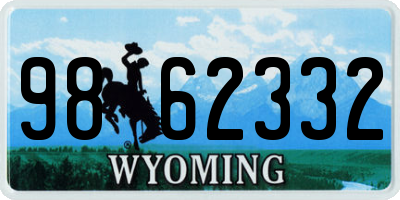 WY license plate 9862332