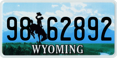 WY license plate 9862892