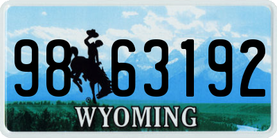 WY license plate 9863192