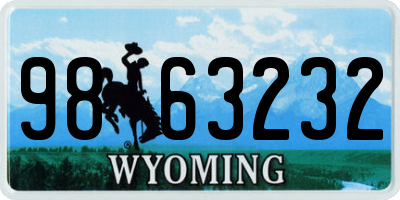 WY license plate 9863232