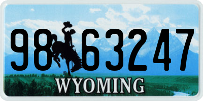 WY license plate 9863247