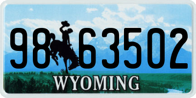 WY license plate 9863502