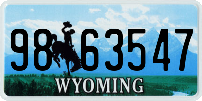 WY license plate 9863547