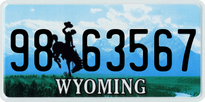 WY license plate 9863567