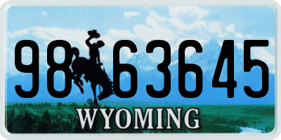 WY license plate 9863645