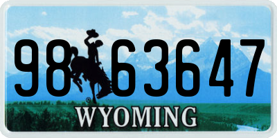 WY license plate 9863647