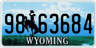 WY license plate 9863684