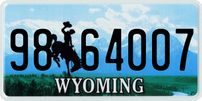 WY license plate 9864007