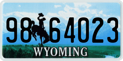 WY license plate 9864023