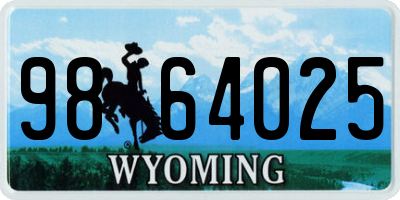 WY license plate 9864025