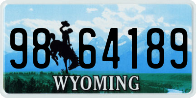WY license plate 9864189