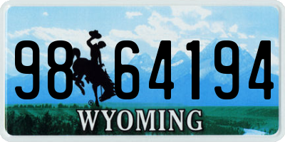 WY license plate 9864194