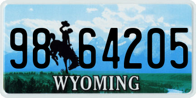 WY license plate 9864205
