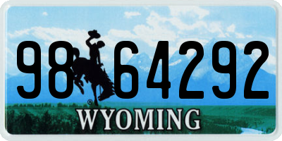 WY license plate 9864292