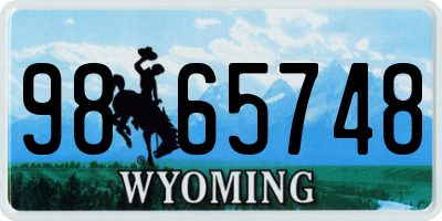 WY license plate 9865748