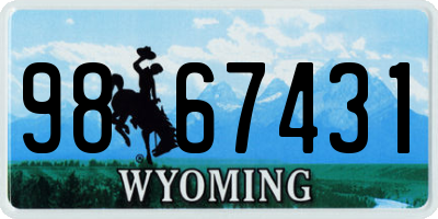 WY license plate 9867431