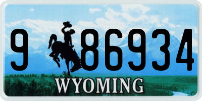 WY license plate 986934