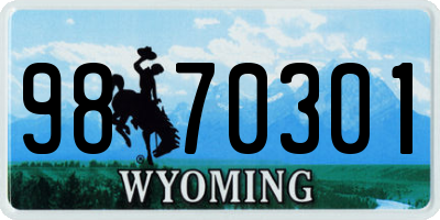 WY license plate 9870301