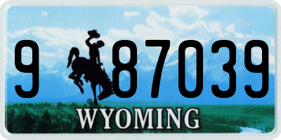 WY license plate 987039