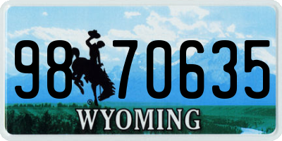 WY license plate 9870635