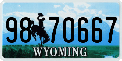 WY license plate 9870667