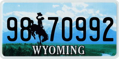 WY license plate 9870992