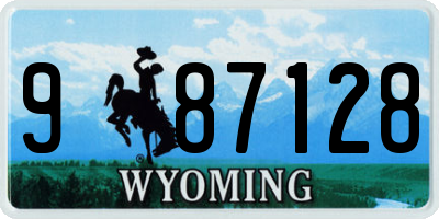 WY license plate 987128