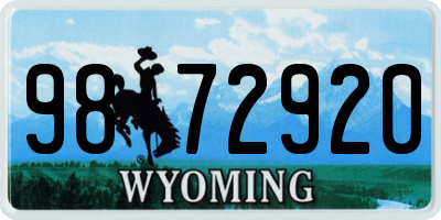 WY license plate 9872920