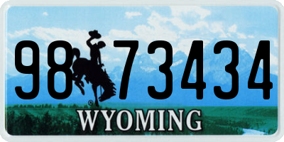 WY license plate 9873434