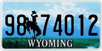 WY license plate 9874012