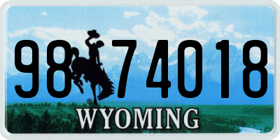 WY license plate 9874018