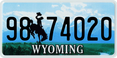 WY license plate 9874020