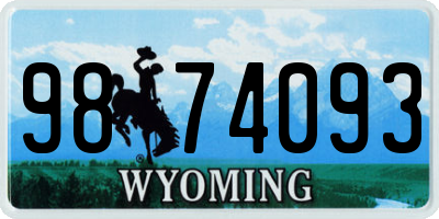 WY license plate 9874093
