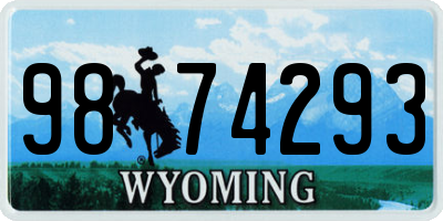 WY license plate 9874293