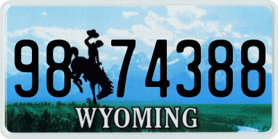 WY license plate 9874388