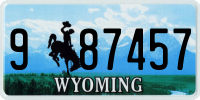 WY license plate 987457
