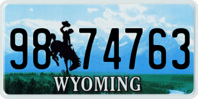 WY license plate 9874763