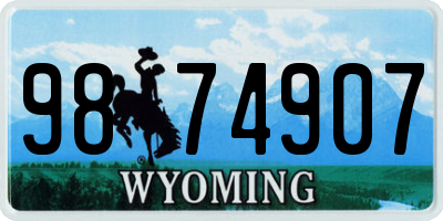 WY license plate 9874907