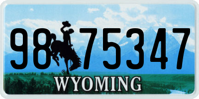 WY license plate 9875347
