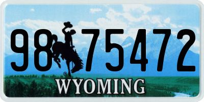 WY license plate 9875472