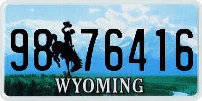 WY license plate 9876416