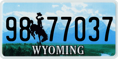 WY license plate 9877037