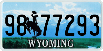 WY license plate 9877293